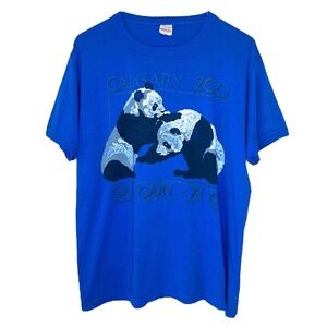 Vintage 1988 Calgary Zoo Qun Qun & Xi Xi Panda Animal Single Stitch T Shirt L